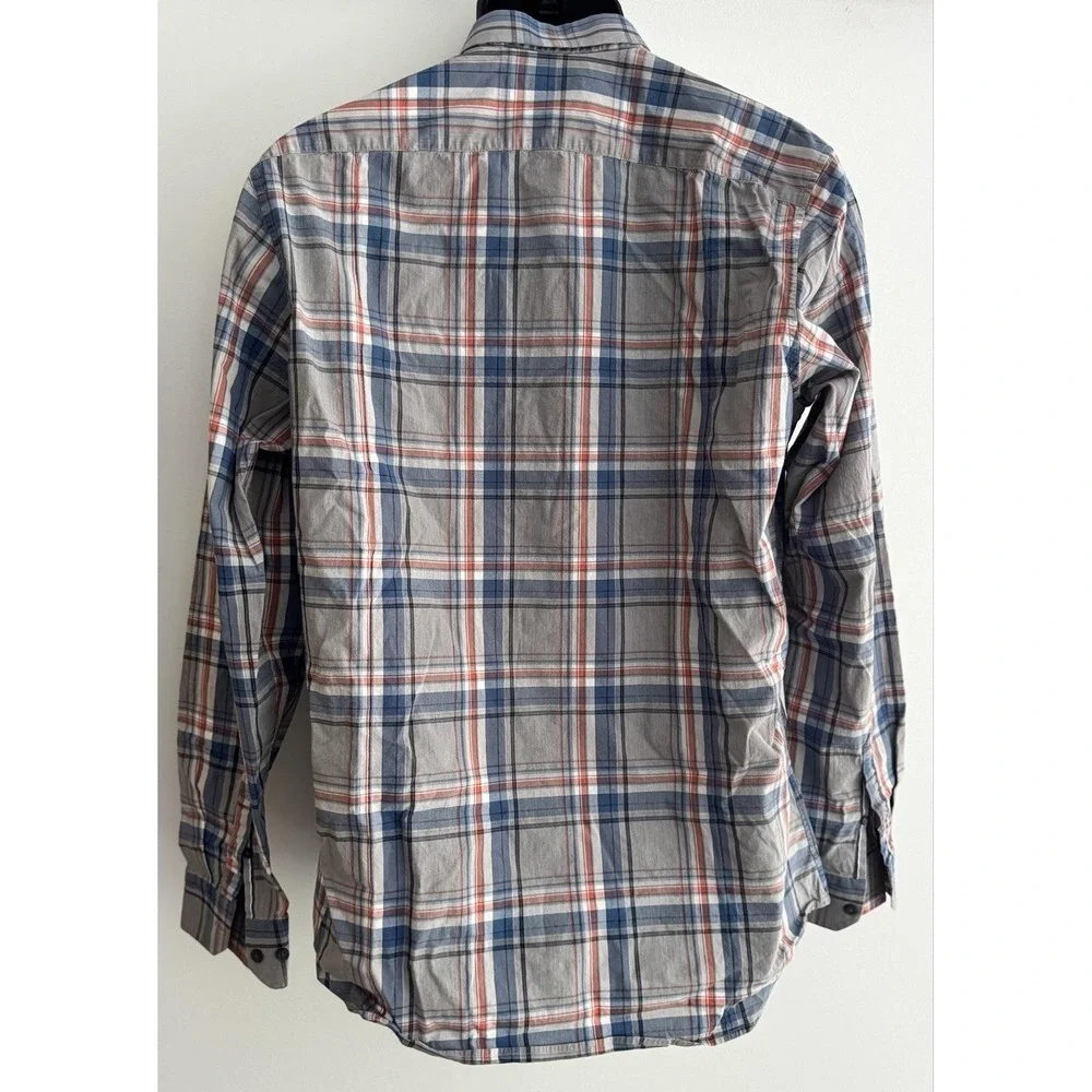 Banana Republic Shirt Mens LT Gray Plaid Long Sleeve Tall Button-Up Casual